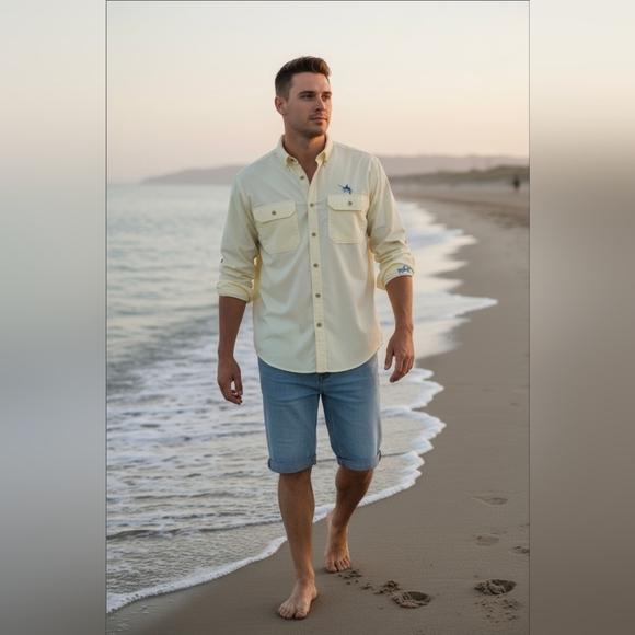 Guy Harvey | 100% Cotton Casual Button Down Embroidered Mens Long Sleeve Shirt - Picture 16 of 16